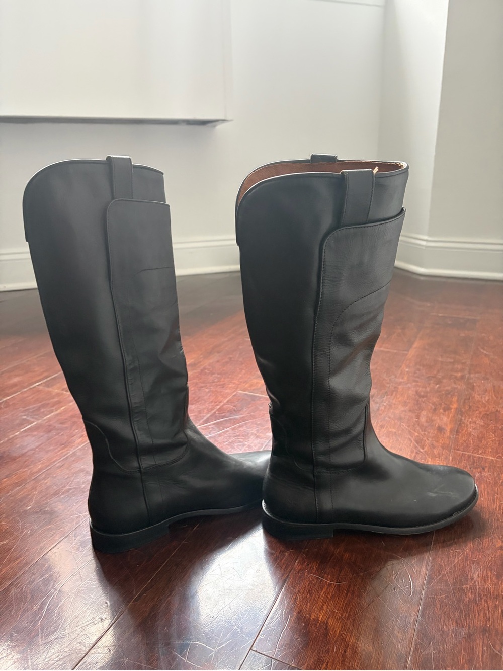 Frye Black Leather Knee-High Riding Boots - Picture 2 of 4